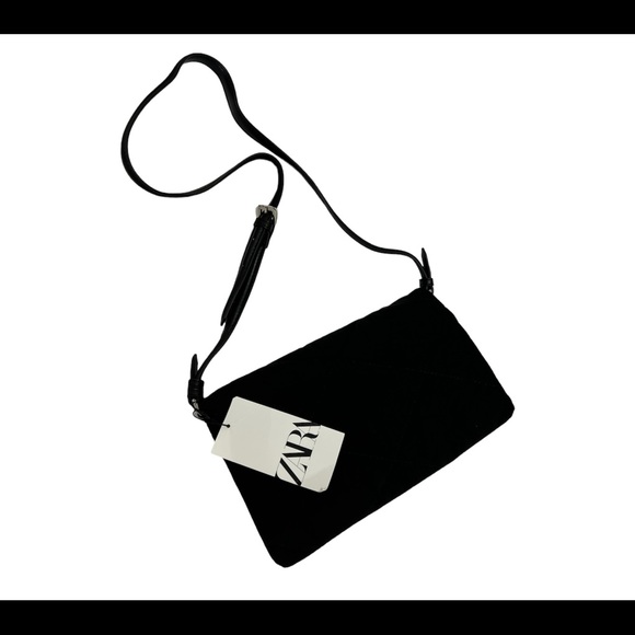 Zara Womens Crossbody Bag Black Quilt Shoulder Bag Purse Adjustable Strap New - Picture 9 of 13